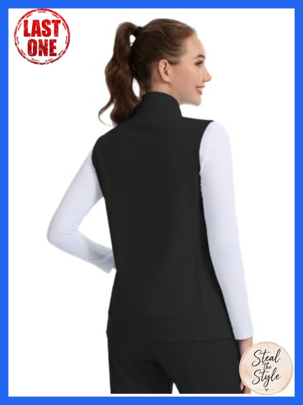 Women's Lightweight Stretch Stand Collar Scrub Vest - Picture 2 of 6